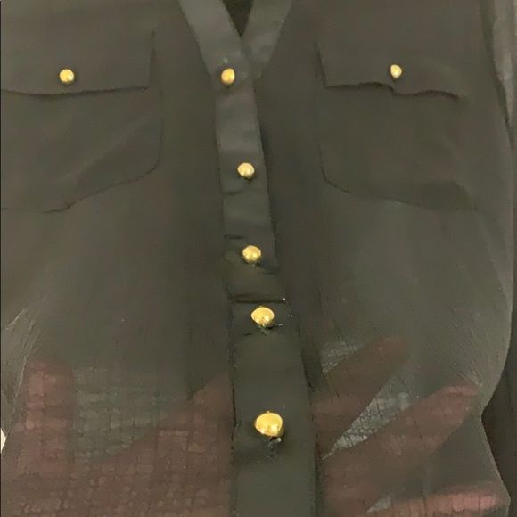 Charlotte Russe sheer black gold button down-XS - Picture 3 of 7